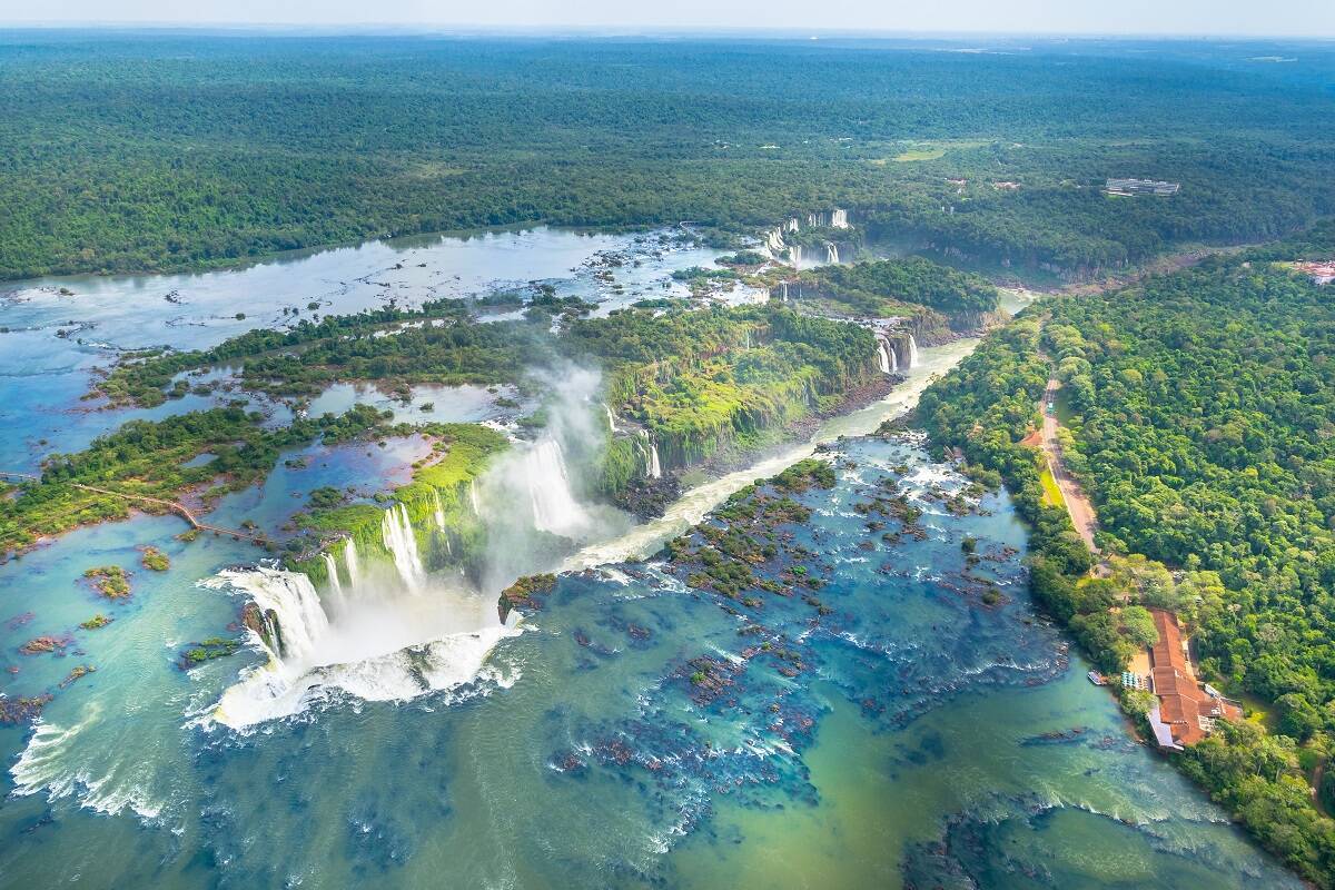 Beautiful Aerial View of Iguazu Falls, One of the Most Beautiful