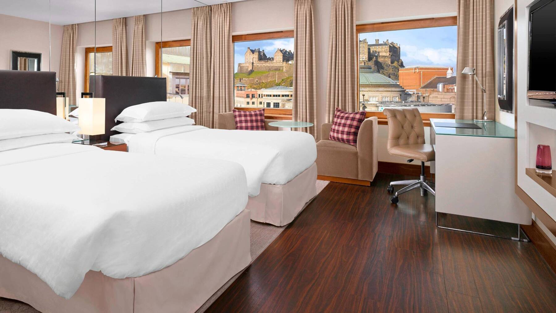 Club Castle View Spa Club lounge access Guest room Two Twins Edinburgh Castle view