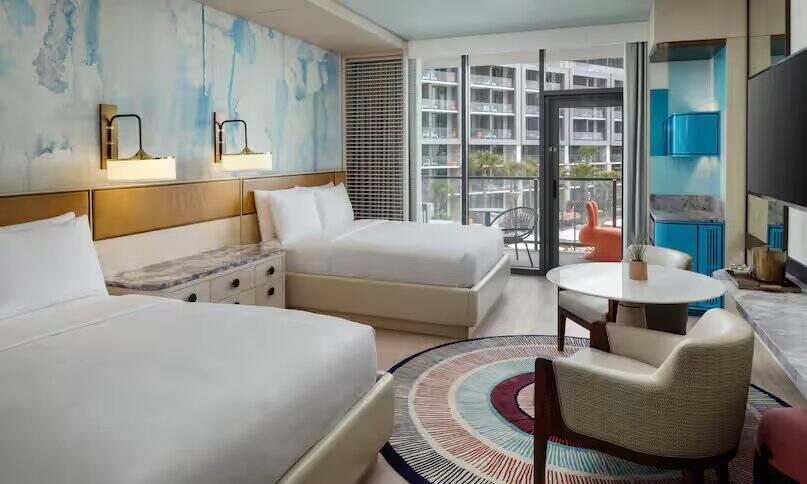 Pool View Two Queen Bed Guestroom with Balcony